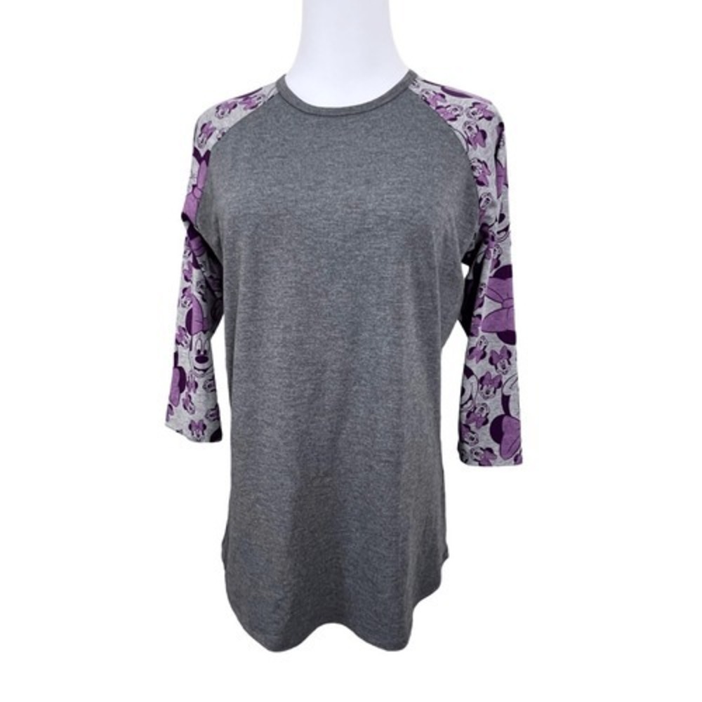 LuLaRoe Disney Simply Comfortable Minnie Mouse Gray 3/4 Sleeve Top T-shirt Small